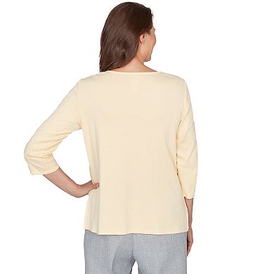 Women's Alfred Dunner Asymmetrical Floral Embroidered Textured Top