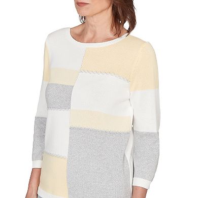 Women's Alfred Dunner Ribbed Colorblock Jewel Neck Sweater