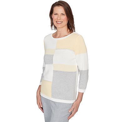 Women's Alfred Dunner Ribbed Colorblock Jewel Neck Sweater