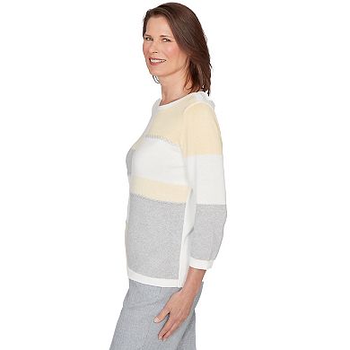 Women's Alfred Dunner Ribbed Colorblock Jewel Neck Sweater