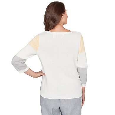 Women's Alfred Dunner Ribbed Colorblock Jewel Neck Sweater