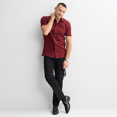 Men's Apt. 9® Short Sleeve Knit Textured Button-Down Shirt