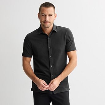Men's Apt. 9® Short Sleeve Knit Textured Button-Down Shirt