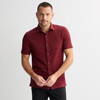 Men's Apt. 9® Short Sleeve Knit Textured Button-Down Shirt