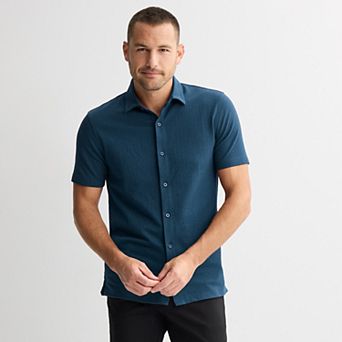 Men's Apt. 9® Short Sleeve Knit Textured Button-Down Shirt
