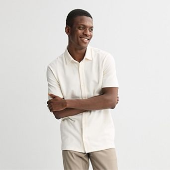 Men's Apt. 9® Short Sleeve Knit Textured Button-Down Shirt