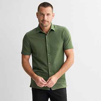 Men's Apt. 9® Short Sleeve Knit Textured Button-Down Shirt