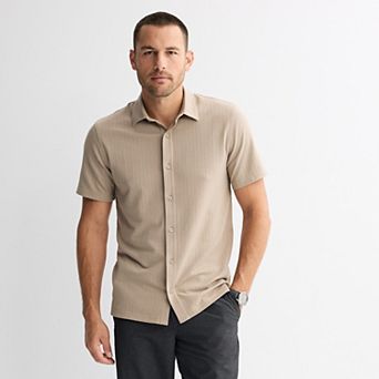 Men's Apt. 9® Short Sleeve Knit Textured Button-Down Shirt