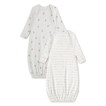 Newborn Baby Huggies® Bears 100% Organic Cotton 2-Pack Long Sleeve Gowns
