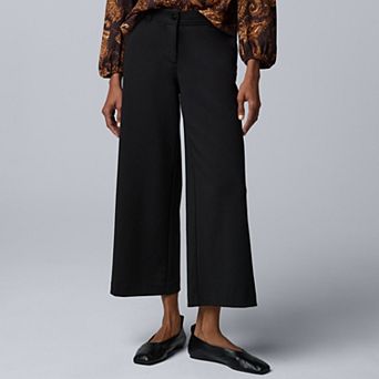 Women's Simply Vera Vera Wang Mid-Rise Wide Leg Cropped Trousers