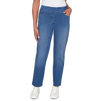 Petite Alfred Dunner Geometric Heat Set Super Stretch Cropped Denim Jeans