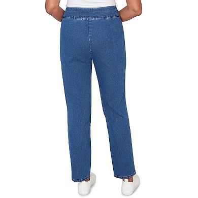 Petite Alfred Dunner Geometric Heat Set Super Stretch Cropped Denim Jeans