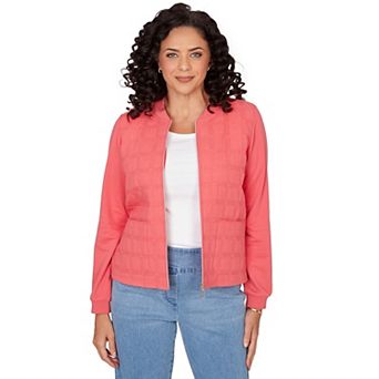 Petite Alfred Dunner Quilted Knit Ribbed Jacket