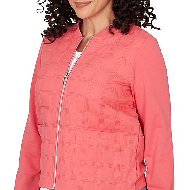 Petite Alfred Dunner Quilted Knit Ribbed Jacket