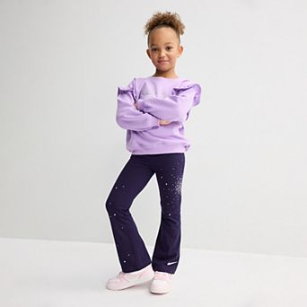 Girls 4-6x Nike Ruffle Sparkle Crewneck & Flare Leggings 2 pc Set