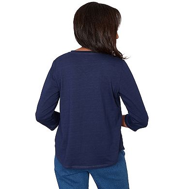 Petite Alfred Dunner Diamond Geometric Heat Set Knit Top