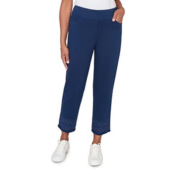 Women's Alfred Dunner Geometric Embroidered Super Stretch Denim Ankle Pants