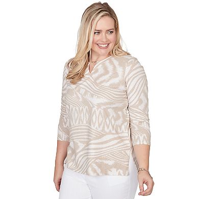 Women's Alfred Dunner Animal Print Split Neck Beaded Top