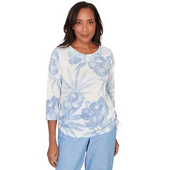 Women's Alfred Dunner Monotone Dramatic Floral Tropical Top
