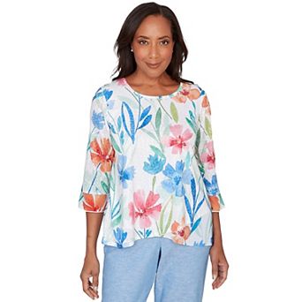 Women's Alfred Dunner Whimsical Flower Bell Sleeve Top