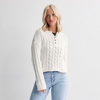 Juniors' SO® Henley Pullover Sweater