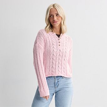Juniors' SO® Henley Pullover Sweater