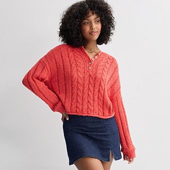 Juniors' SO® Henley Pullover Sweater
