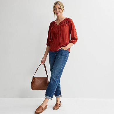 Women’s Croft & Barrow® Smocked Neckline Blouse