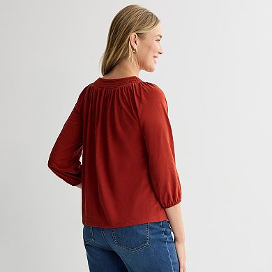 Women’s Croft & Barrow® Smocked Neckline Blouse