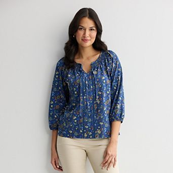 Women’s Croft & Barrow® Smocked Neckline Blouse