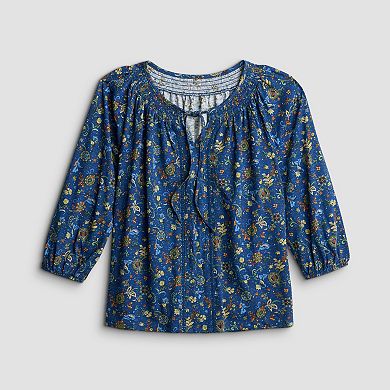 Petite Croft & Barrow Smocked Neckline Blouse