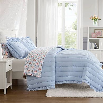 Intelligent Design Florence Bow Embroidered Ruffle Quilt Set with Shams