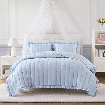 Intelligent Design Florence Bow Embroidered Ruffle Quilt Set with Shams