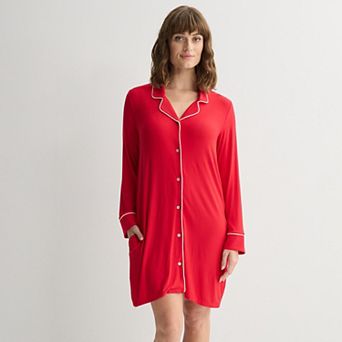Women's Sonoma Goods For Life® Cozy Knit Long Sleeve Button-Down Nightgown