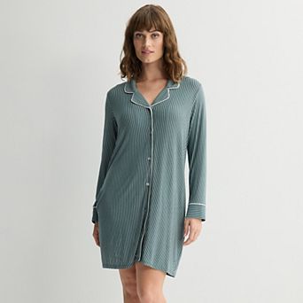 Women's Sonoma Goods For Life® Cozy Knit Long Sleeve Button-Down Nightgown