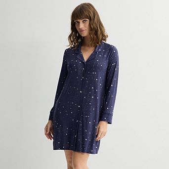 Women's Sonoma Goods For Life® Cozy Knit Long Sleeve Button-Down Nightgown