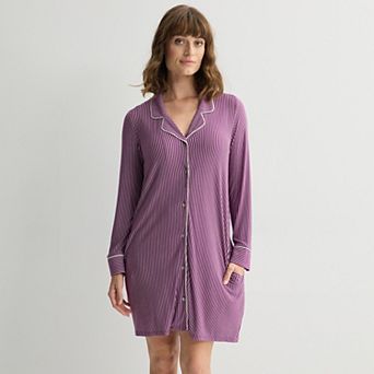 Women's Sonoma Goods For Life® Cozy Knit Long Sleeve Button-Down Nightgown