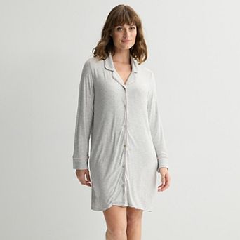 Women's Sonoma Goods For Life® Cozy Knit Long Sleeve Button-Down Nightgown