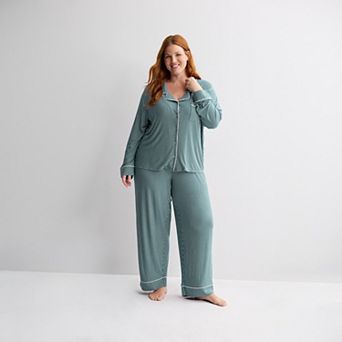 Plus Size Sonoma Goods For Life® Long Sleeve Notch Collar Pajama Top & Pajama Bottoms Set