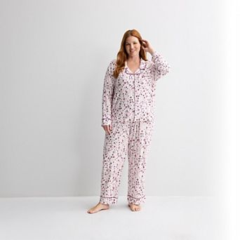 Plus Size Sonoma Goods For Life® Long Sleeve Notch Collar Pajama Top & Pajama Bottoms Set