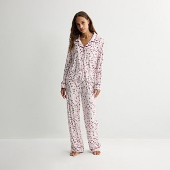Women's Sonoma Goods For Life® Soft Knit Long Sleeve Notch Collar Pajama Top & Pajama Bottoms Set