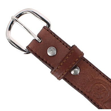 CTM Boy's Gold & Silver Star Concho Western Leather Belt