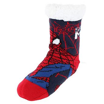 Textiel Trade Boy's Marvel Spider Man Sherpa Lined Slipper Socks (1 Pair)