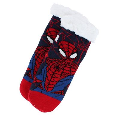 Textiel Trade Boy's Marvel Spider Man Sherpa Lined Slipper Socks (1 Pair)
