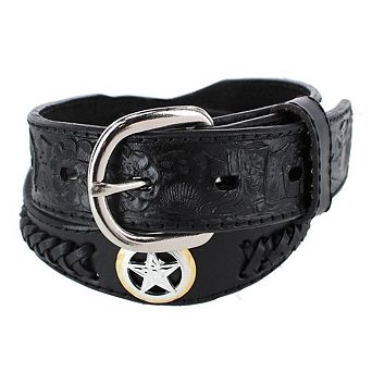 CTM Boy's Gold & Silver Star Concho Western Leather Belt