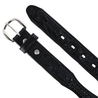 CTM Boy's Gold & Silver Star Concho Western Leather Belt