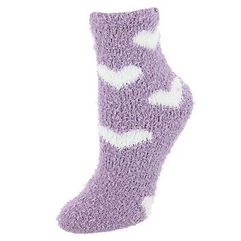 CTM Women's Hearts Soft and Cozy Lounge Socks by Wootie (1 Pair)