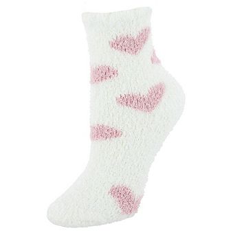 CTM Women's Hearts Soft and Cozy Lounge Socks by Wootie (1 Pair)