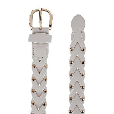 CTM Women's Braided Studded Dress Belt
