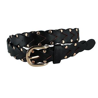 CTM Women's Braided Studded Dress Belt